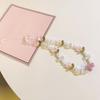 Upgrades Beaded Phone Chain Strap with Pearl & Flower Charms Wrist Keychain Wallent Pendant Comfortable for Women & Girl