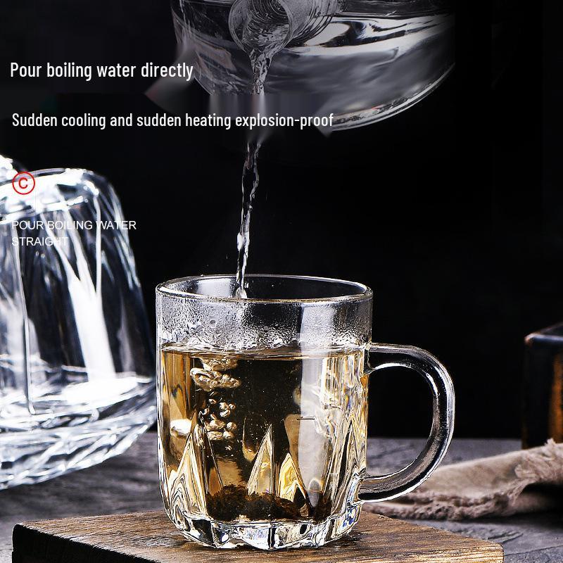 High-Temperature Resistant Glassware Set: Water, Drinking, Tea Cups with Handles and Beer Glasses for Home and Entertaining