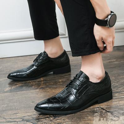 Europe and the United States New 46 47 48 Large Size Pointed Lace-up Leather Shoes for Men Business Dress Plaid Casual Shoes