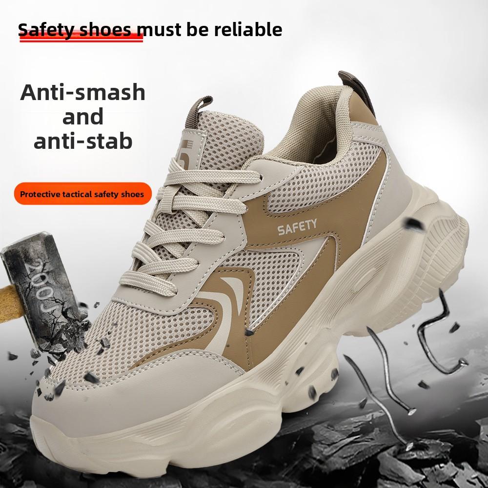 summer light safety shoes steel toe cap work protection boots breathable mesh work shoes for men women protective work sneakers