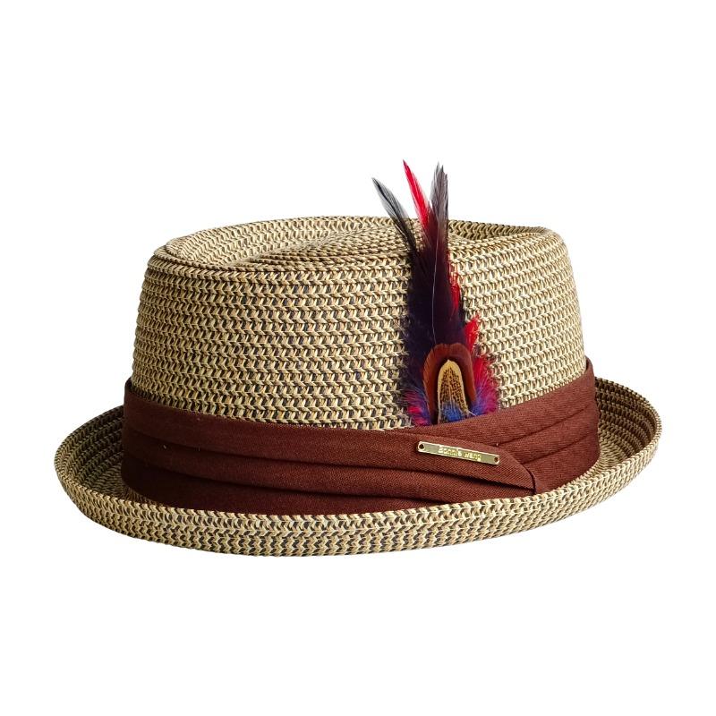 2026 Cap Men's Pork Pie Hat Vintage British Trilby Straw Hat Fedora Breathable Beach Sun Hat Handwoven Straw Panama Hat