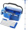 Kit Profissional de Limpeza de Janelas com Balde de 3 Galões, Rodo de Janela com Cabo Longo de 76" e Esfregão de Microfibra, Equipamento para Lavagem de Janelas Altas