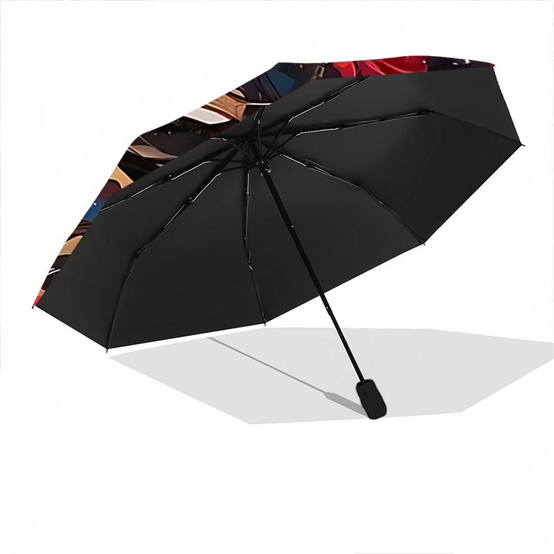 1pc Starry Night Rose Automatic Folding Umbrella, Portable 3-Fold Design with Iron Frame, Perfect for Outdoor Use, Festive Gifts, Travel, Daily U