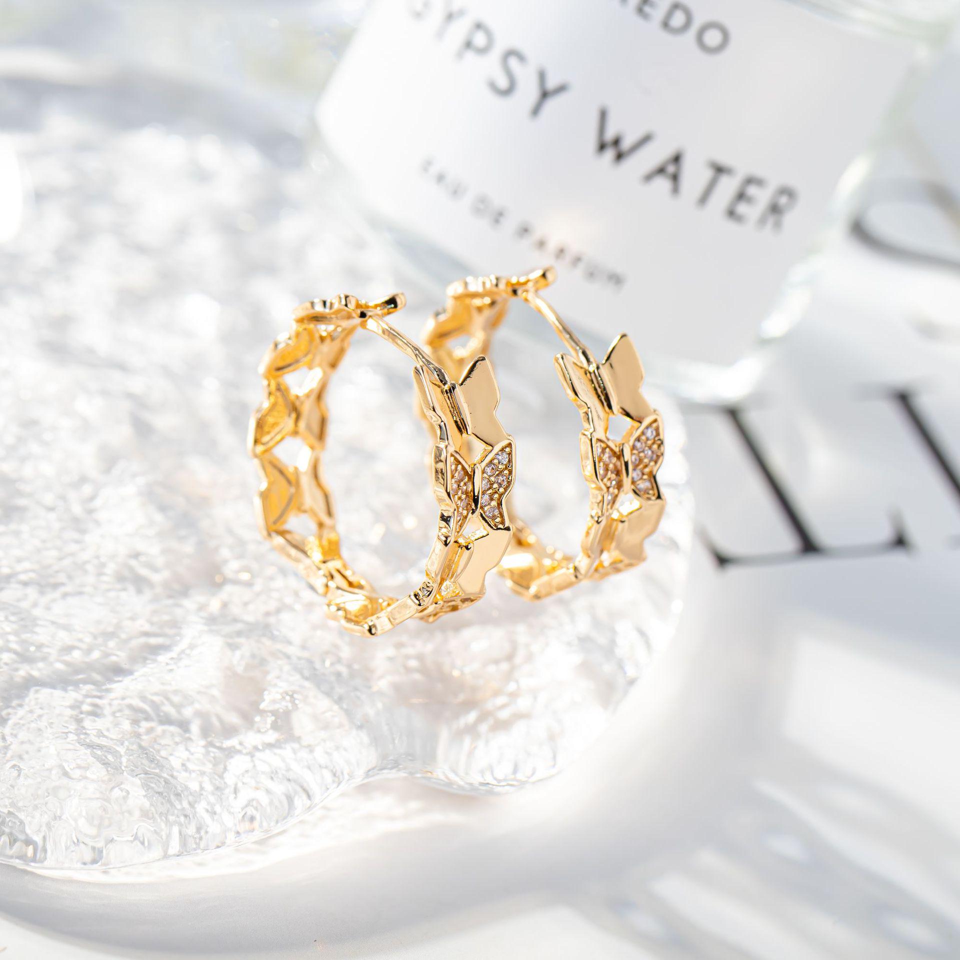 Elegant Butterfly Zirconia Hoop Earrings: Lightweight, Luxurious, Colorfast Jewelry for Women
