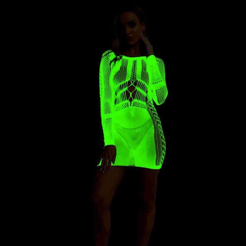 Sex underwear luminous mesh fluorescent nightdress suspender slim sexy luminous suspender underwear hollow