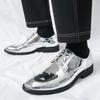 Men's Casual Leather Shoes Classic Business Dress Shoes Lace Up Oxford Shoe Fashion Banquet Party Shoes Gold Silver Wedding Shoe