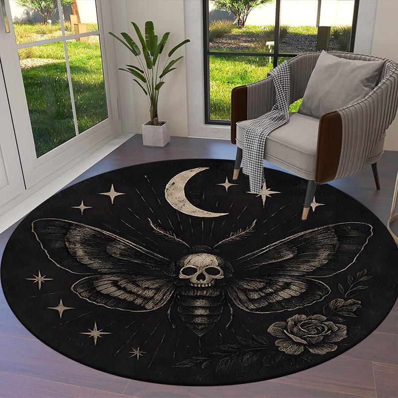 1pc Multi Surface Chair Mats "Mystical Moth with Skull" Perfect for Decorating Office Chairs, Living Rooms, Or Bedrooms.dt080