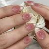 24Pcs Simple Almond Press On Nails Blush Design Short Oval Fake Nails Detachable Stick On False Nails For Women Manicure