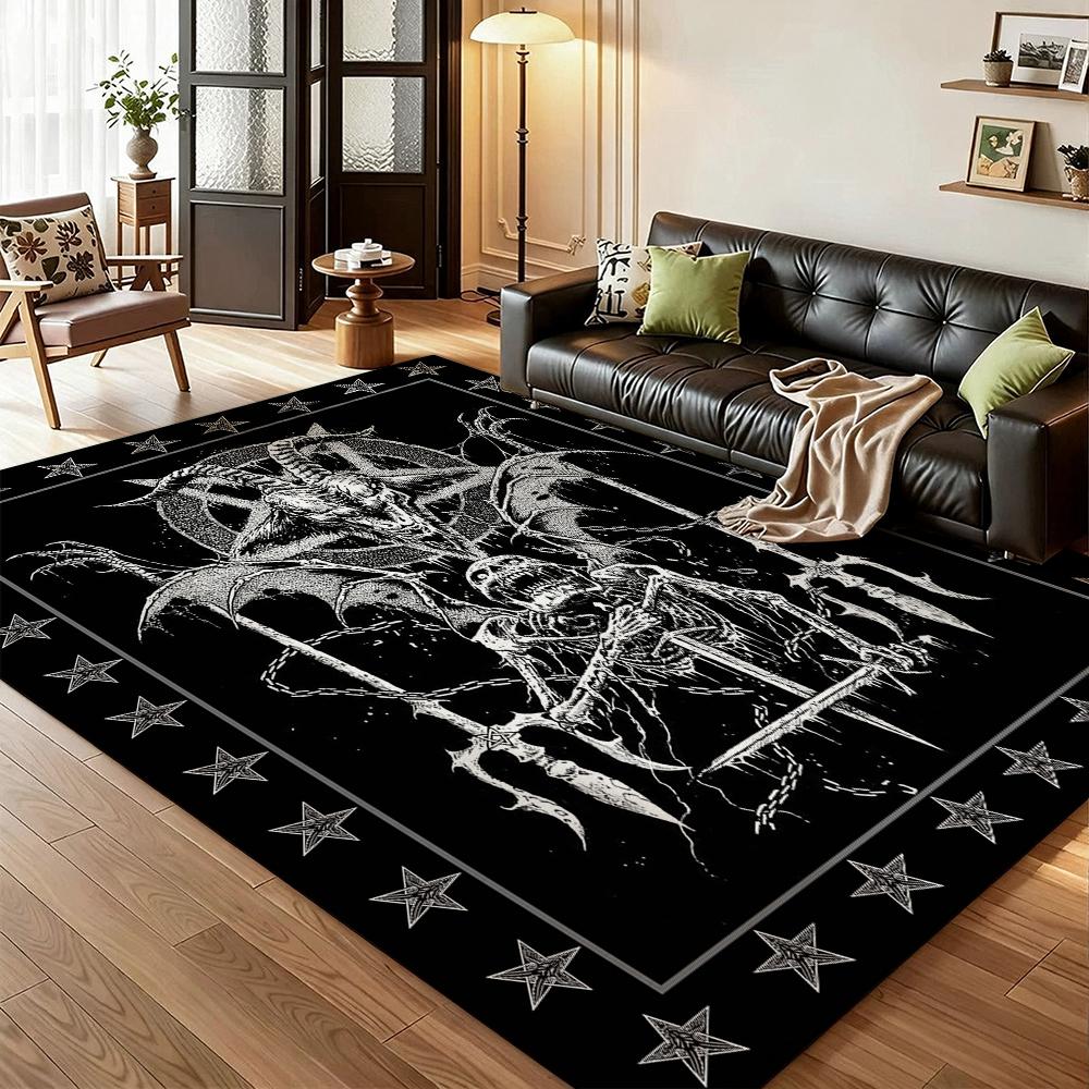 Five Elements Pentacle Double Moons Rectangular Rug Soft Texture Nonslip Carpet For Kids Bedroom Play Area Home Party Decor Holiday Gift