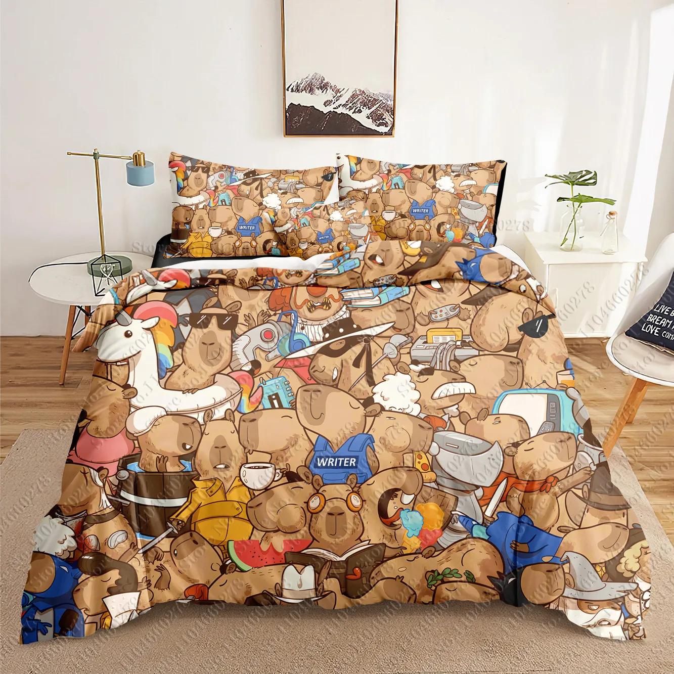 

Durable Lightweight Capybara 3D Sets print Adults children bed birthday gift dropshipping comforter Comforter (quilt)-EU Single(135*200cm)3pcs