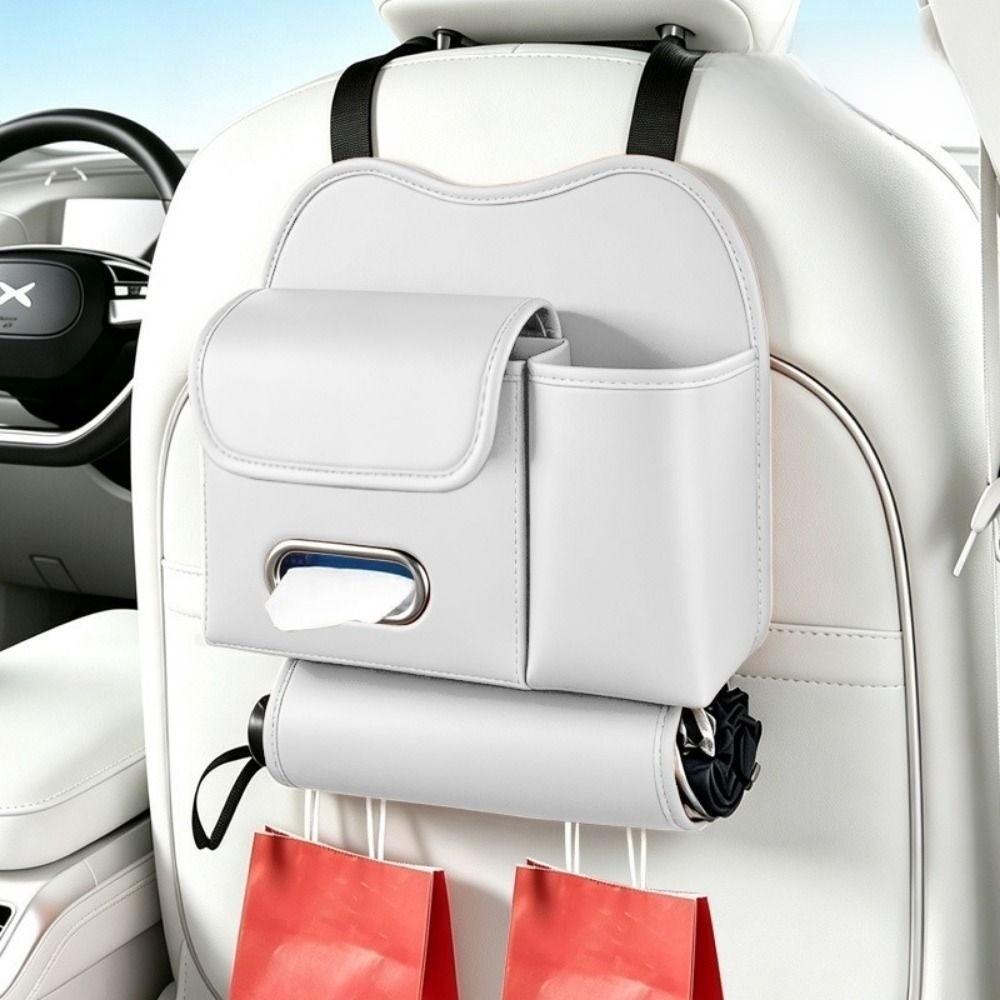 Space Saving Car Backseat Organizer PU Leather Car Seat Back Tissue Box Car Cup Holder Rear Seat