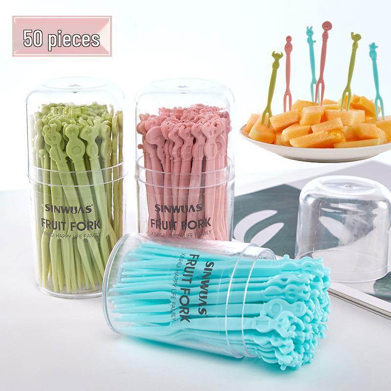 Cartoon Disposable Fruit and Dessert Fork Set for Kids