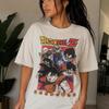 Unisex Retro Casual Cotton Short‑sleeve T‑shirt with Goku and Vegeta Print from Dragon Ball Z, Harajuku Y2K Style T-shirt