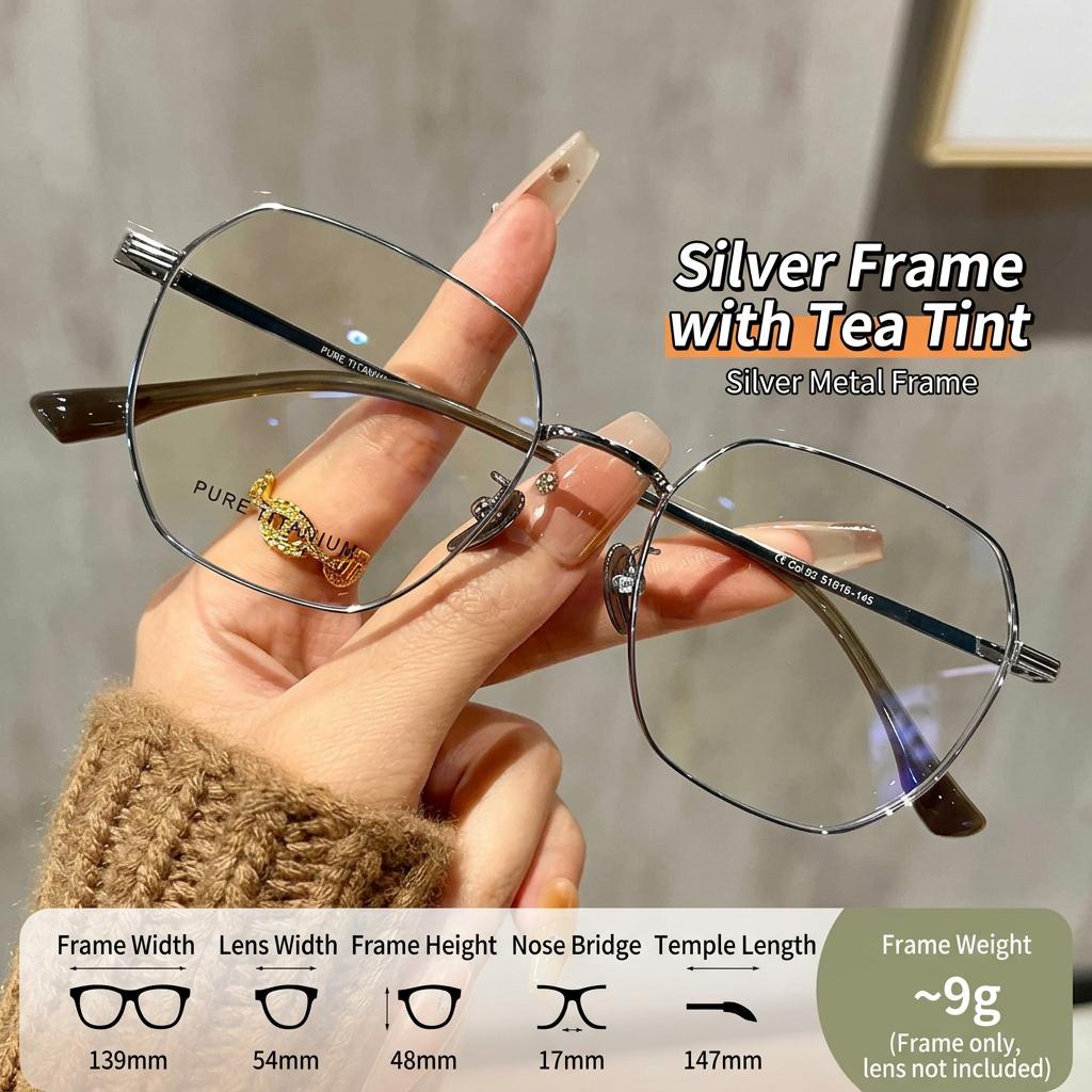 Full Rim Eyeglasses Premium Eyeglasses Frames Polygonal Eyeglass Frame Compatible Pure Titanium Frame For Daily Commuting Study