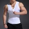 Men's Split Design Quick-Dry Sleeveless Fitness Tank Top - Black/White High Elasticity