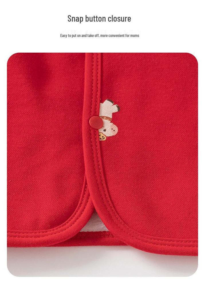 Girls' Red Festive New Year Sleeveless Vest - Spring/Autumn Infant Cape Jacket