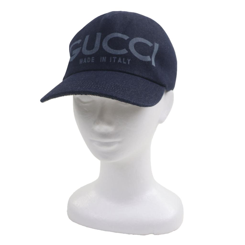 Excellent GUCCI cap Indigo cotton mens L 812838 Used
