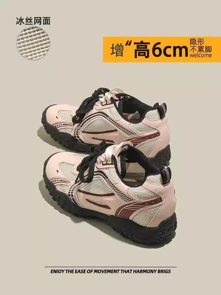 

[Fanfuna] 6cm inner height increase German training shoes women s 2025 new summer mesh breathable sports shoes ah Gan shoes 40 розовый