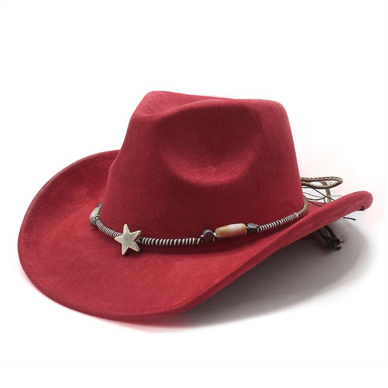 Bohemian Minority Suede Hat Belt Couple Hat Western Cowboy Top Hat