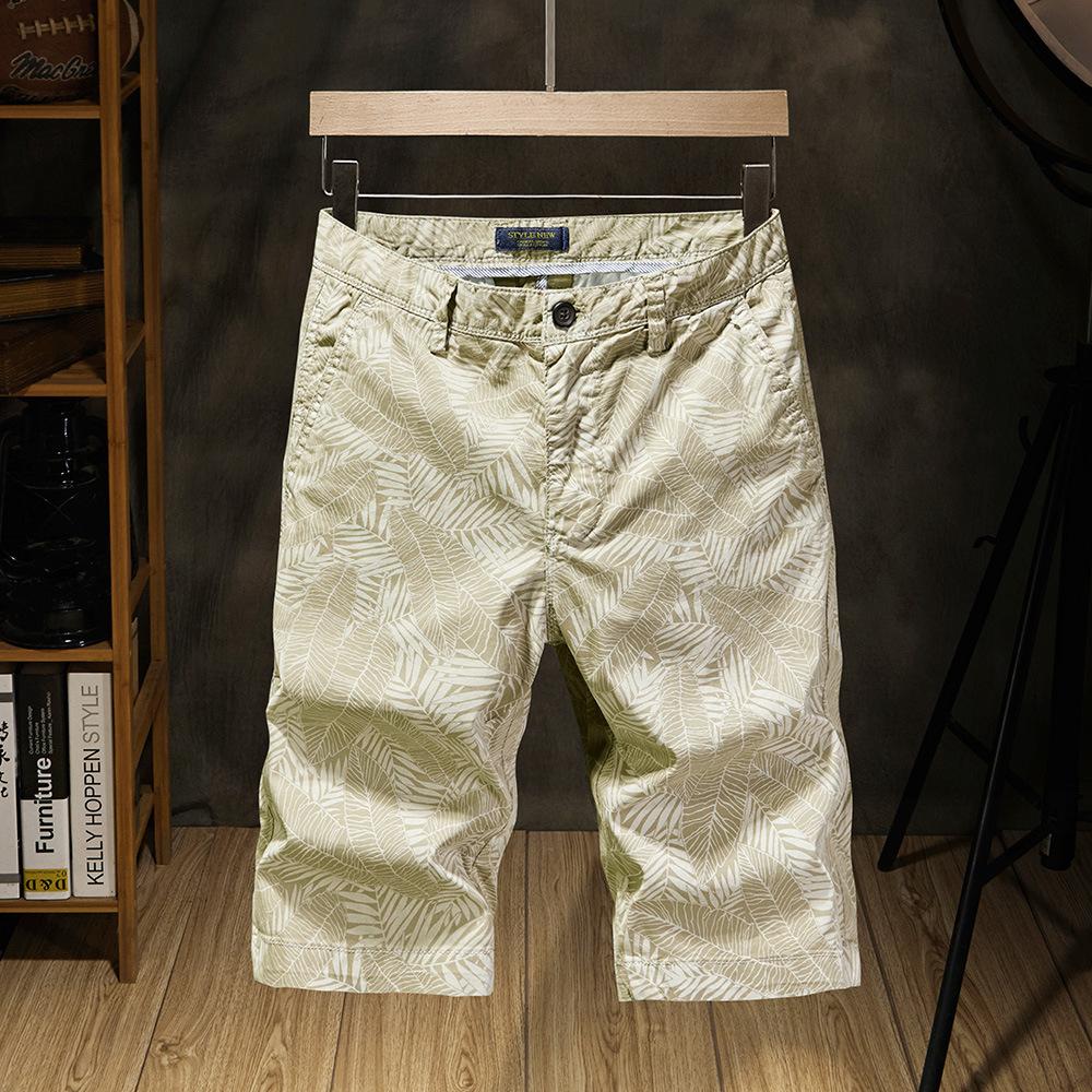 

Мужские летние шорты Брюки Свободные пляжные брюки с принтом Прямые свободные брюки с пятью точками 38 хаки