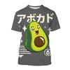 Summer Round Neck 3D Avocado Pattern Printed Top Fashionable Casual Short Sleeved Children's Boy and Girl Kids Unisex T-shirts