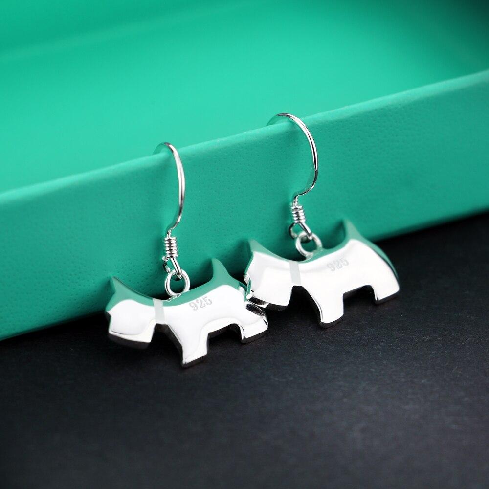 Fashion Silver Earrings Women's 925 Sterling Silver Earrings Cute Animal Dog Pendant Solid Silver Jewelry Birthday Gift