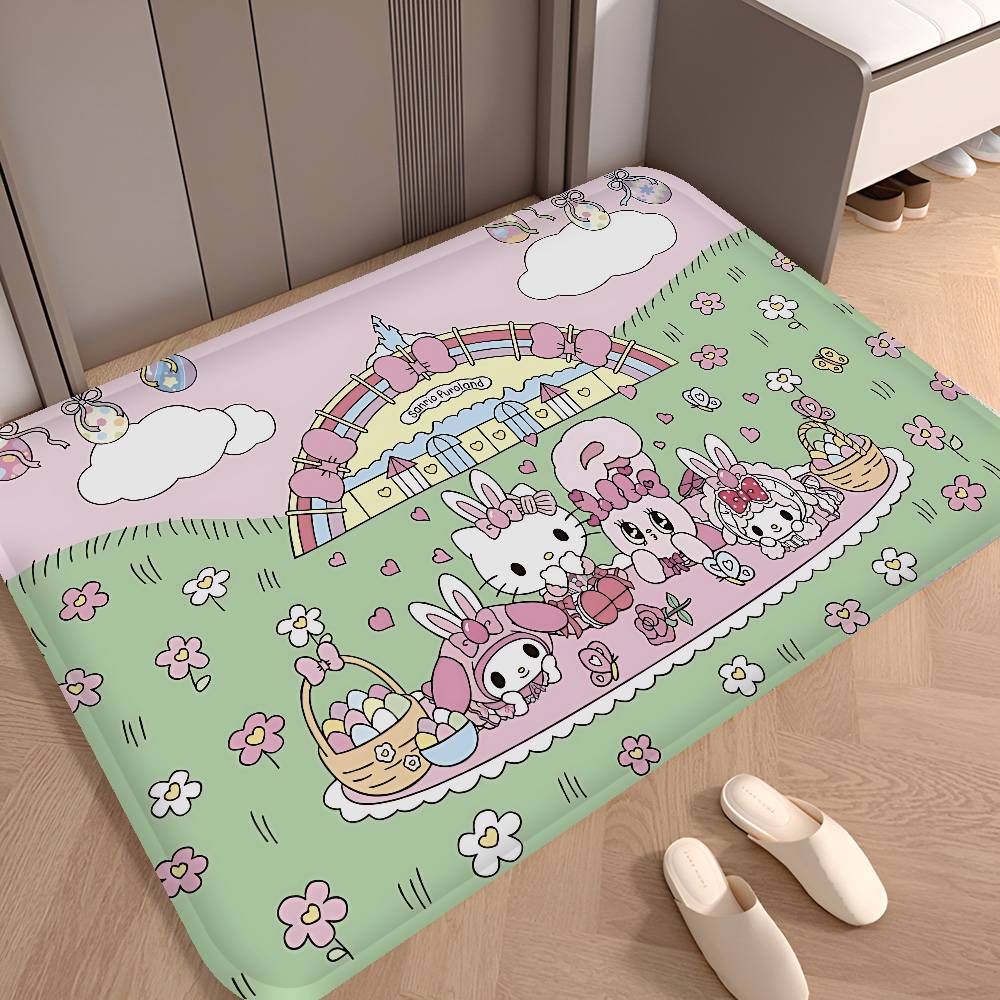 Cute Pink Esther Bunny Entrance Door Mat Washable Non-Slip Living Room Sofa Chairs Area Mat Kitchen Welcome Doormat