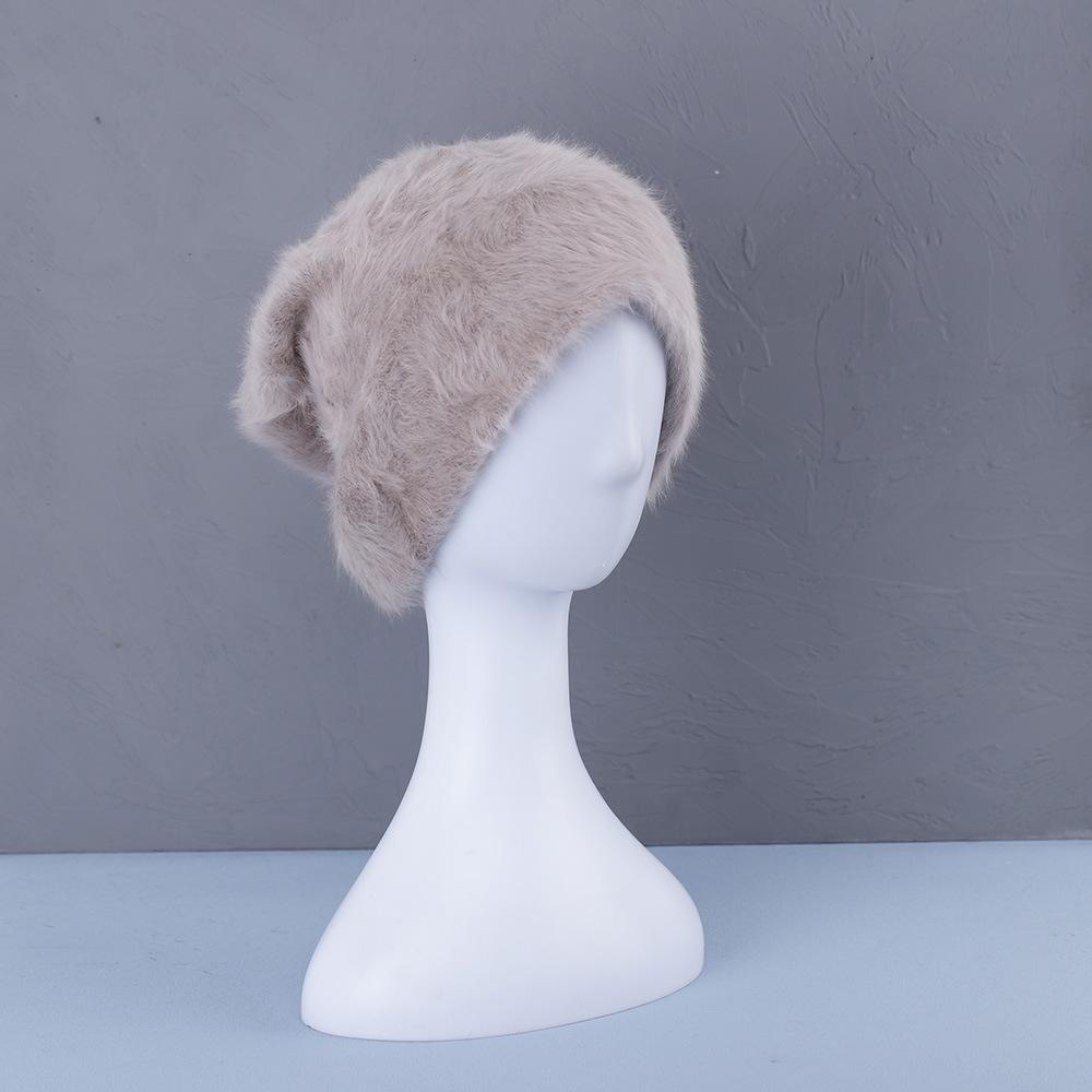 Rabbit hair Beanies hat for women autumn and winter plush cute head cap cold resistant warm furry hat