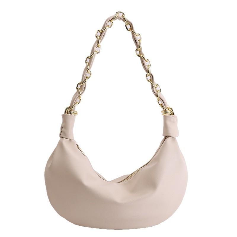 

Women s Shoulder Bag New Fashionable Iron Ring Hardware Decorative Strap Underarm Semi-moon Commuting Dumpling білий