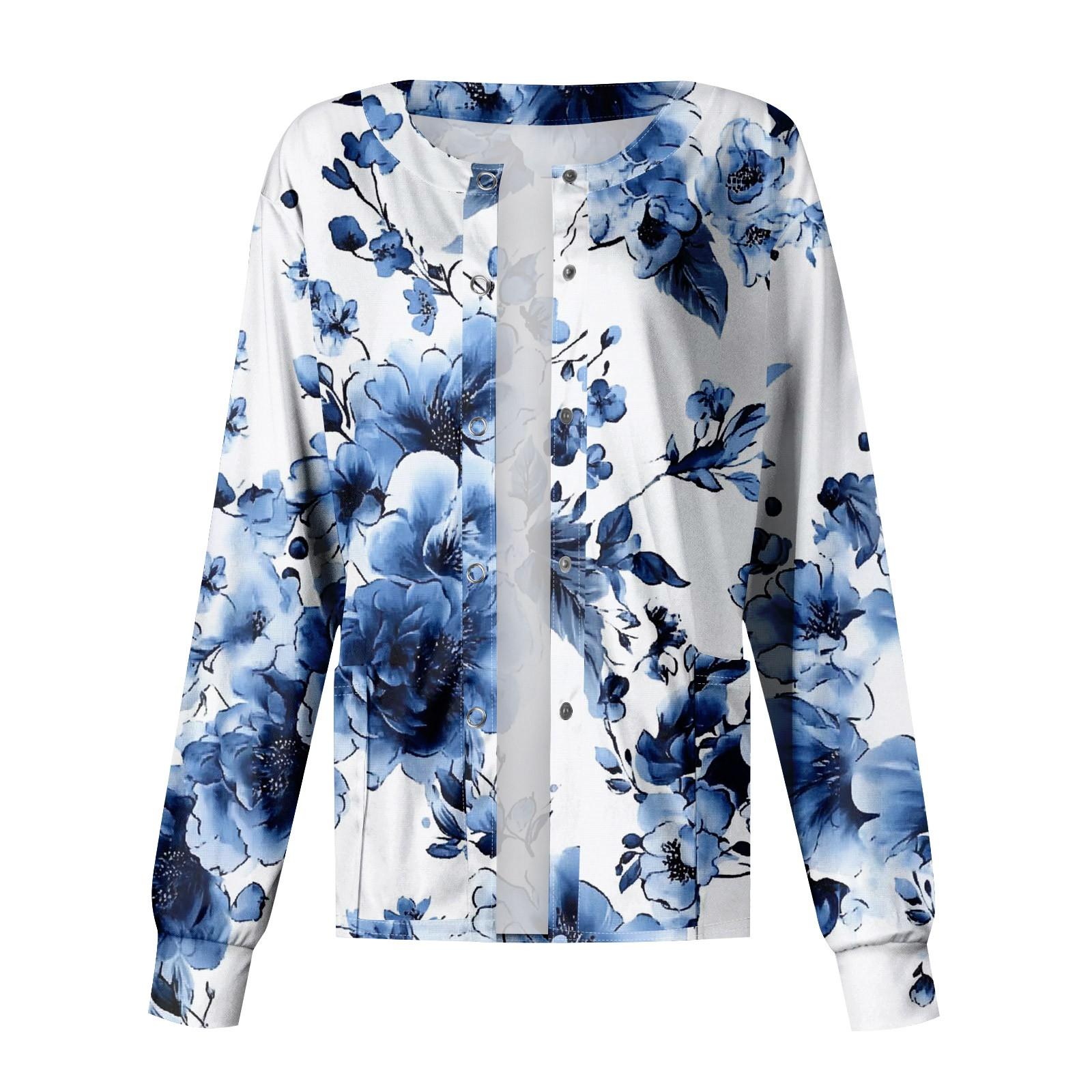 

Женская повседневная мода с длинным рукавом и воротником-стойкой, однобортный пиджак с растительным принтом, верхняя часть XXXL