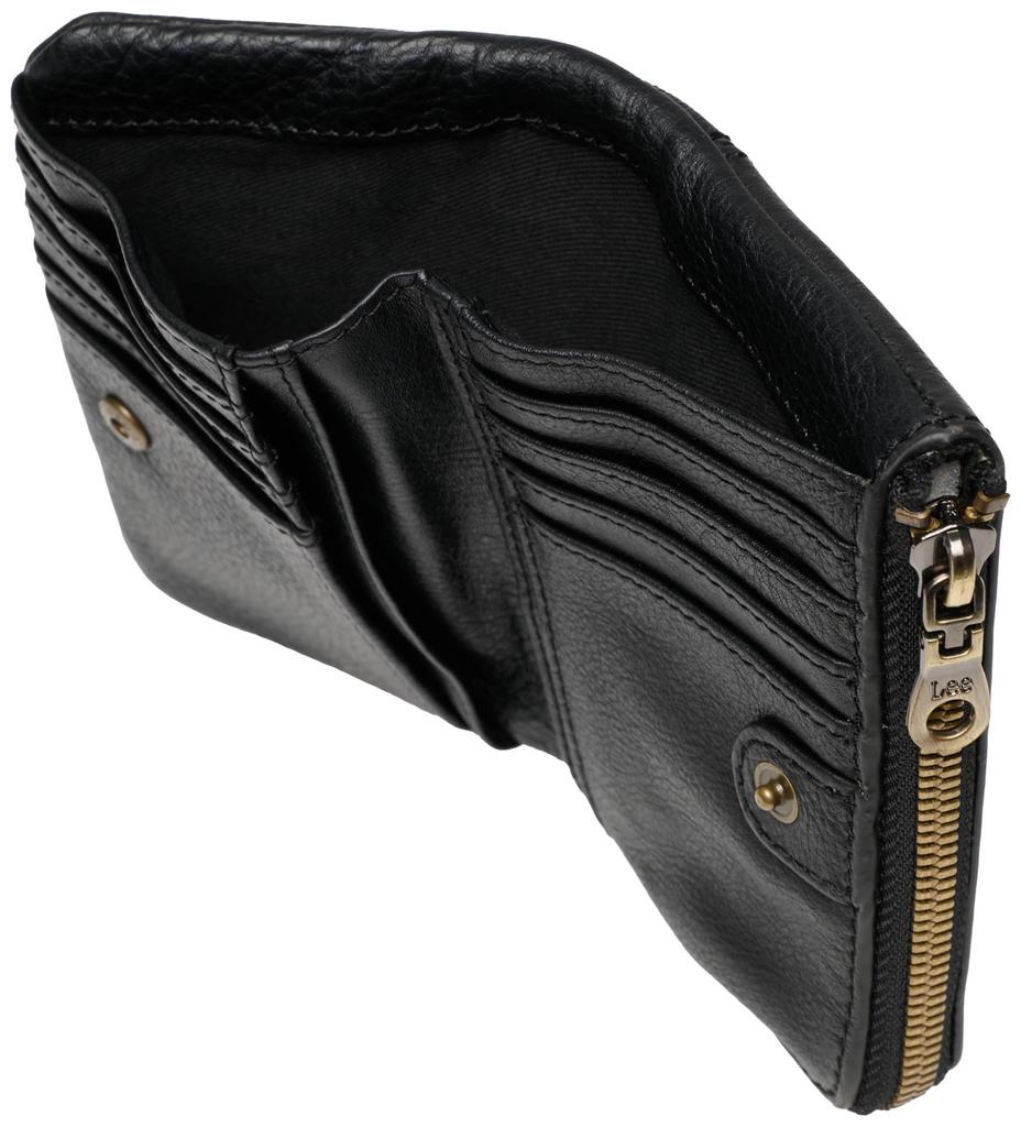 Lee Loose II Bifold and Electronic Bill Cowhide Black Wallet, Medium, Coin, Card, Money, Compartment, Pocket-Stitched Leather, 320-2113,