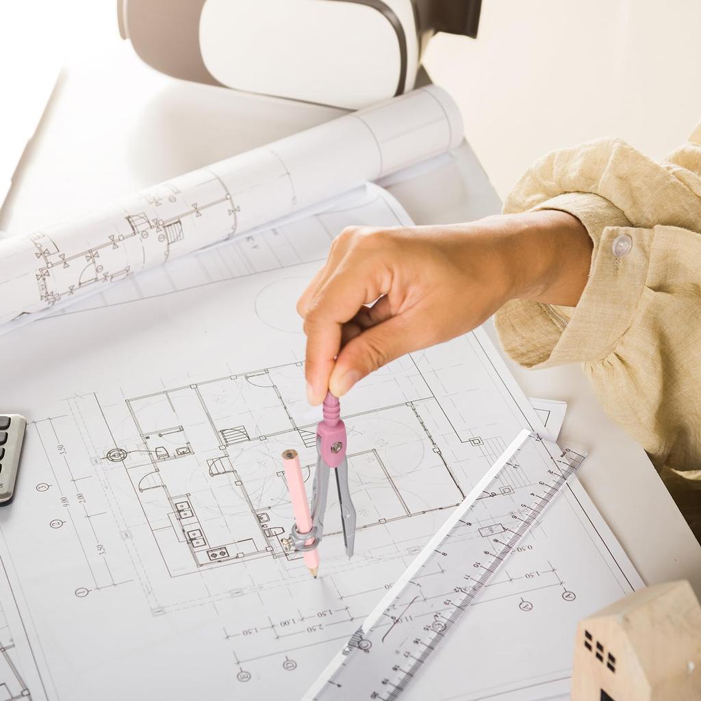 Compass Geometry Tool Protractor and Compass Set with Metal Box Drawing Compass with Rulers Math Compass Kit for Class Supplies and School 8 Piece