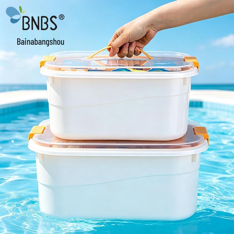 BNBS Portable Waterproof Beach Storage Box: Clear, Handheld Organizer for Outdoor Swimming Supplies