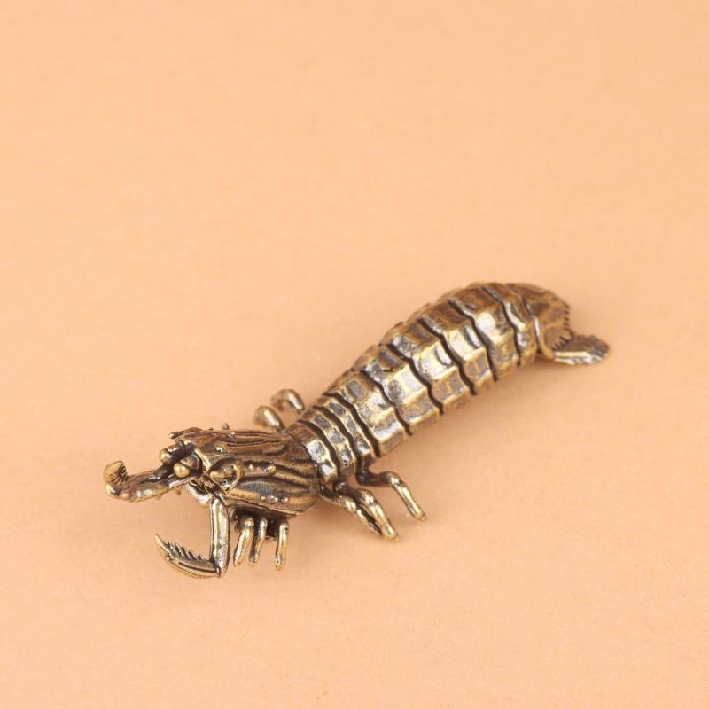 Brass Mantis Shrimp Collectible Figurine Desktop Ornament Solid Metal Marine Animal Decor for Home Desk Housewarming Gift