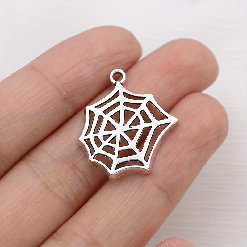 10Pcs Silver Plated Spider Web Charms Pendant For Jewelry Making Bracelet Necklace Diy Halloween Accessories