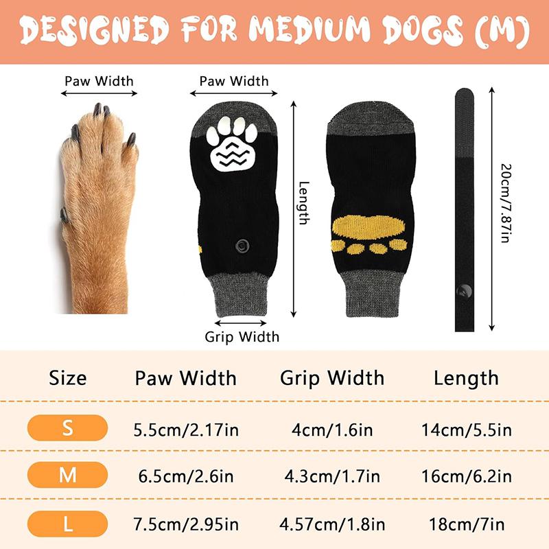 2 Pairs Anti Slip Dog Socks Dog Paw Protectors Paws Stop Licking Dogs Socks with Grips and Adjustable Straps Dog Socks Set