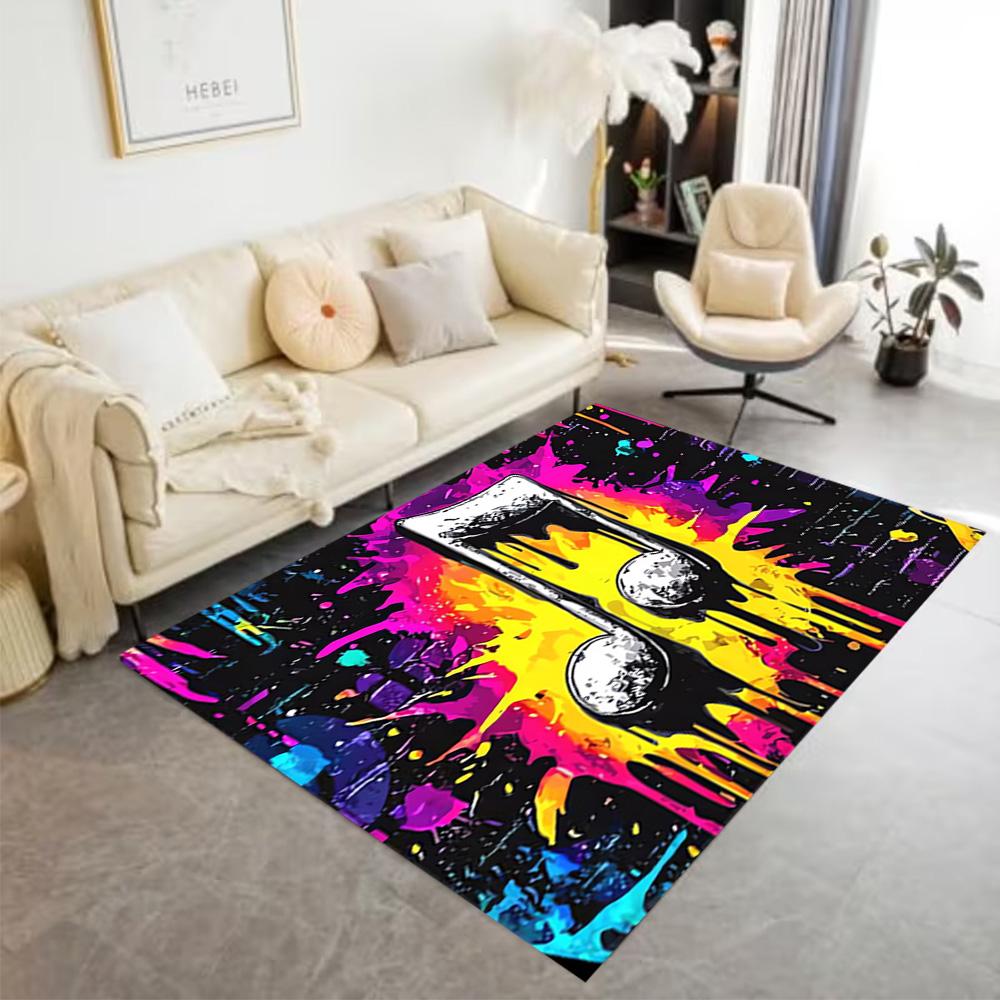 1pc music notes vinyl records and cassettes rug home carpet design for office decor gift living room bedroom
