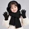 Elastic Woolen Neck Scarf Cold Proof Knitted Scarf Fashion Kids Earmuffs Scarf Gloves Set  Daily