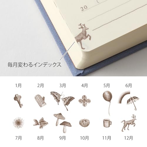 Midori Diary, 3-Year Use, Mini, Blue-Purple, 12711006