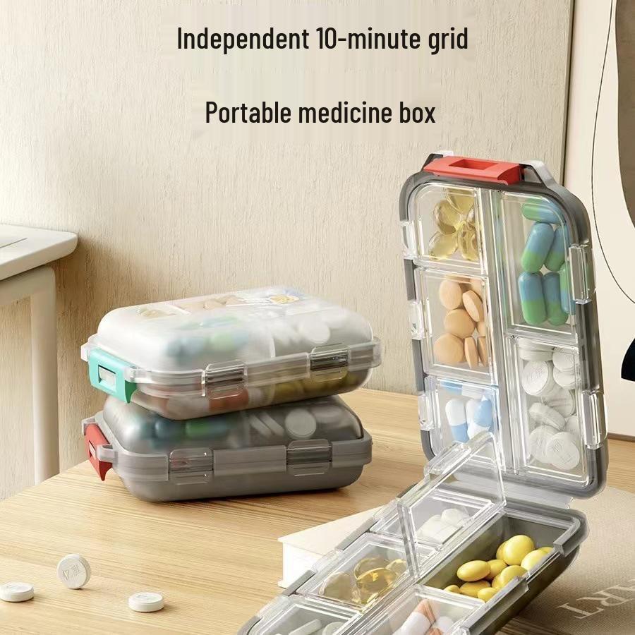 Pilulier portable compact à double couche avec 10 compartiments pour un rangement sécurisé des médicaments