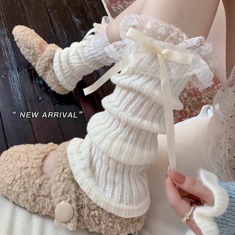 Boots Cotton Ballet Socks Cover Spring And Autumn Lolita Bow Sweet Lace Stacking Socks Leg Warmer