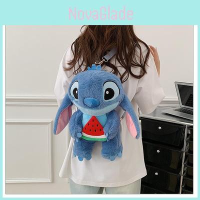 Stitch Plüsch Cartoon Rucksack für Mädchen Weiches Plüschmaterial Mit Verstellbaren Trägern Für Freizeit und Reisen