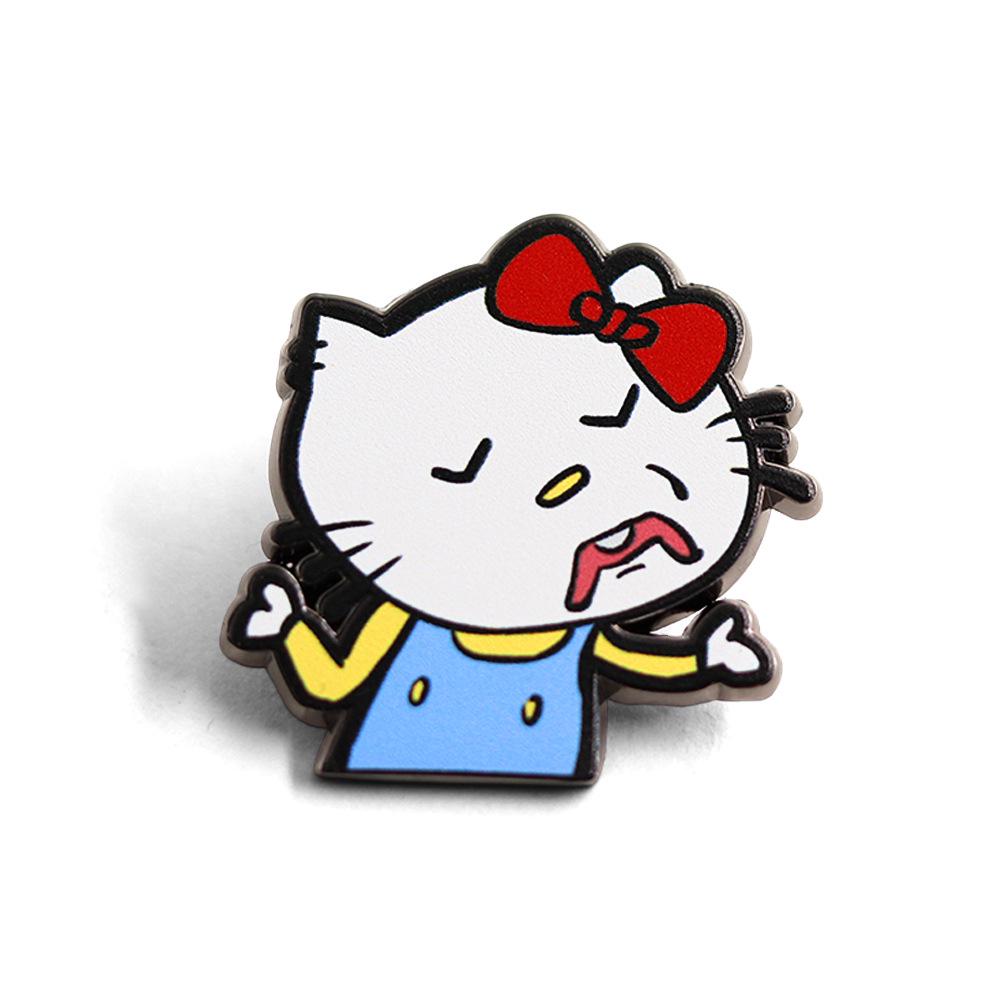 Unique Cartoon Cat Brooch - Abstract Kitten Emoji Novelty Gift белый