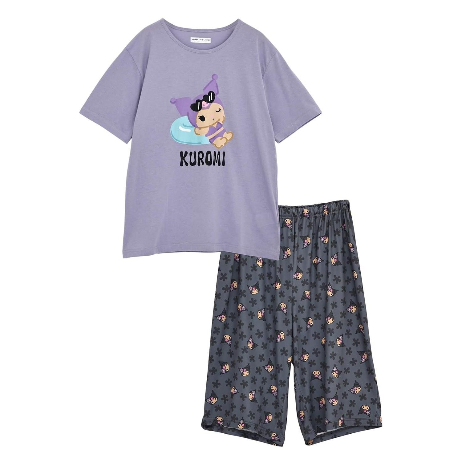 Kaitakufamily Sanrio Characters Kuromi Hello Kitty Cinnamoroll Ladies Roomwear Pajamas Short Sleeve Half Pants Sun Protection Summer