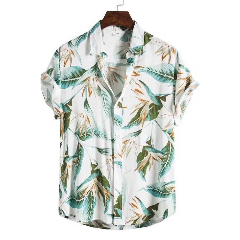 Summer Stripe Casual Holiday Beach Shirt 3D Plants Pattern T-shirt Retro Short Sleeve Street Vacation Outdoor Men's and Women's Shirt