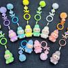 Flocking Sitting Keychain Single Doll DIY Cute Grain Accessories Soft Glue Cute Grain Baby Walking Bag Mobile Phone Pendant