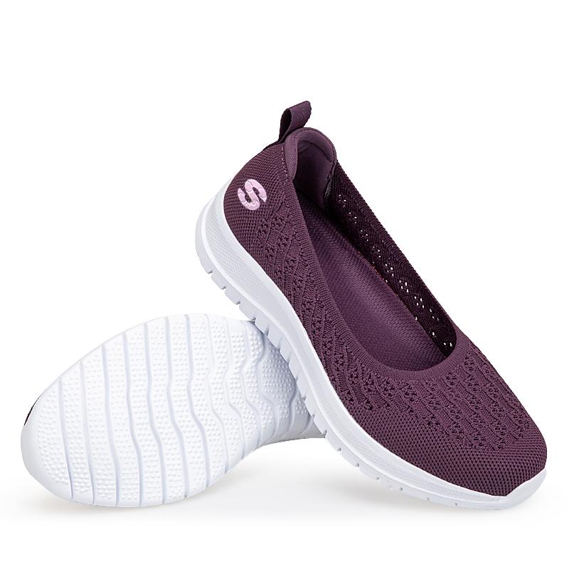 

2025 Old Beijing Cloth Shoes Womens Flat-soled Fly woven Shoes Womens Spring and Autumn One-pedal Middle aged Mother Shoes 36 фиолетовый
