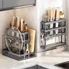 Multi-functional Kitchen Storage: Cutting Board, Knife, and Chopstick Holder