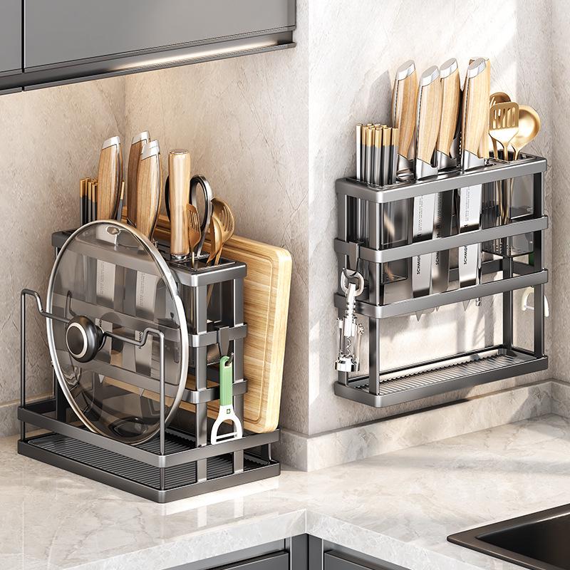 Multi-functional Kitchen Storage: Cutting Board, Knife, and Chopstick Holder