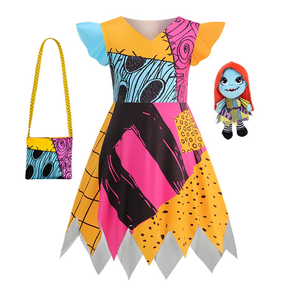 Girls Boys Halloween Cosplay Costume Sally Jack Kid Christmas Role Play Dress Carnival Party Clothes